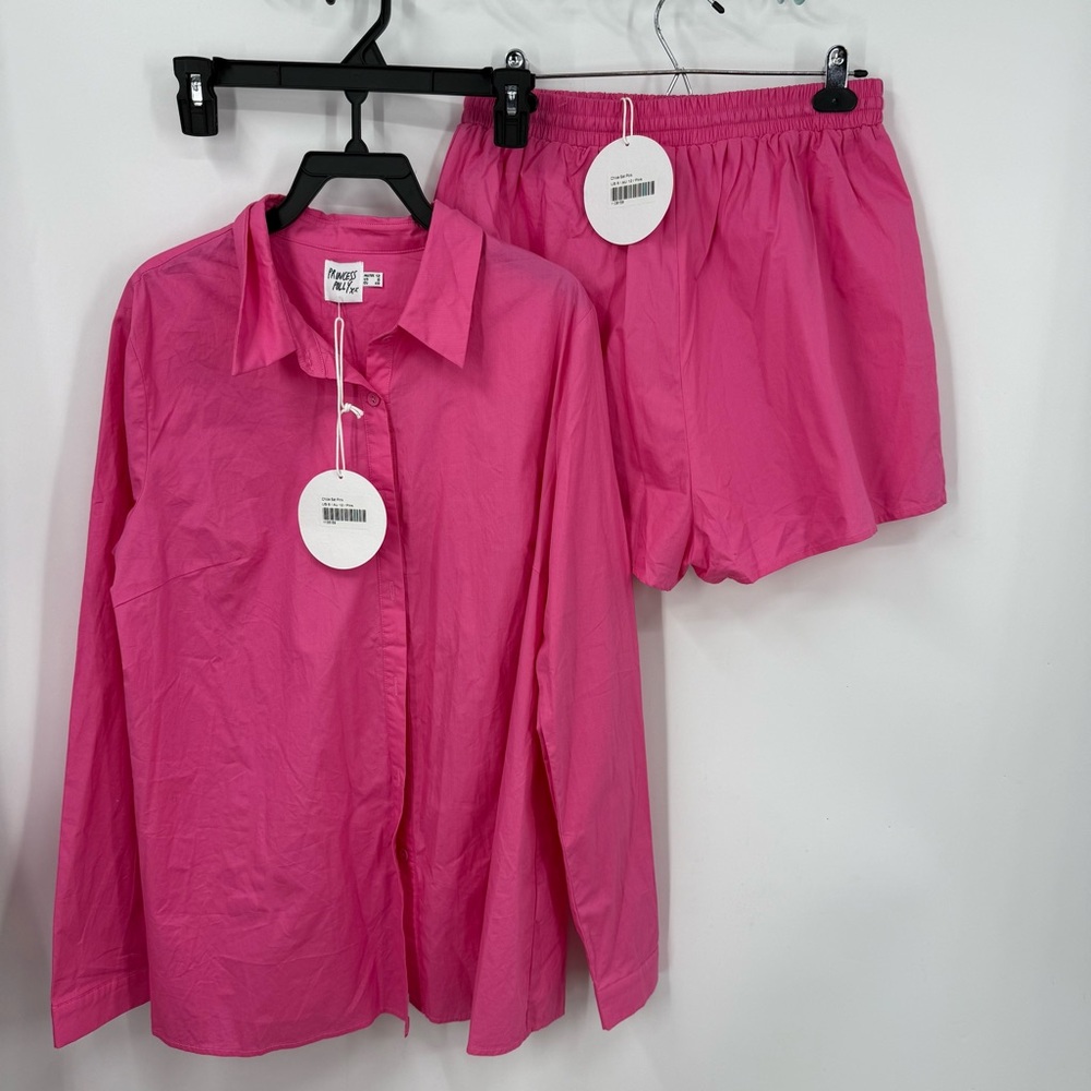Princess Polly Hot Pink Shirt and Shorts Set